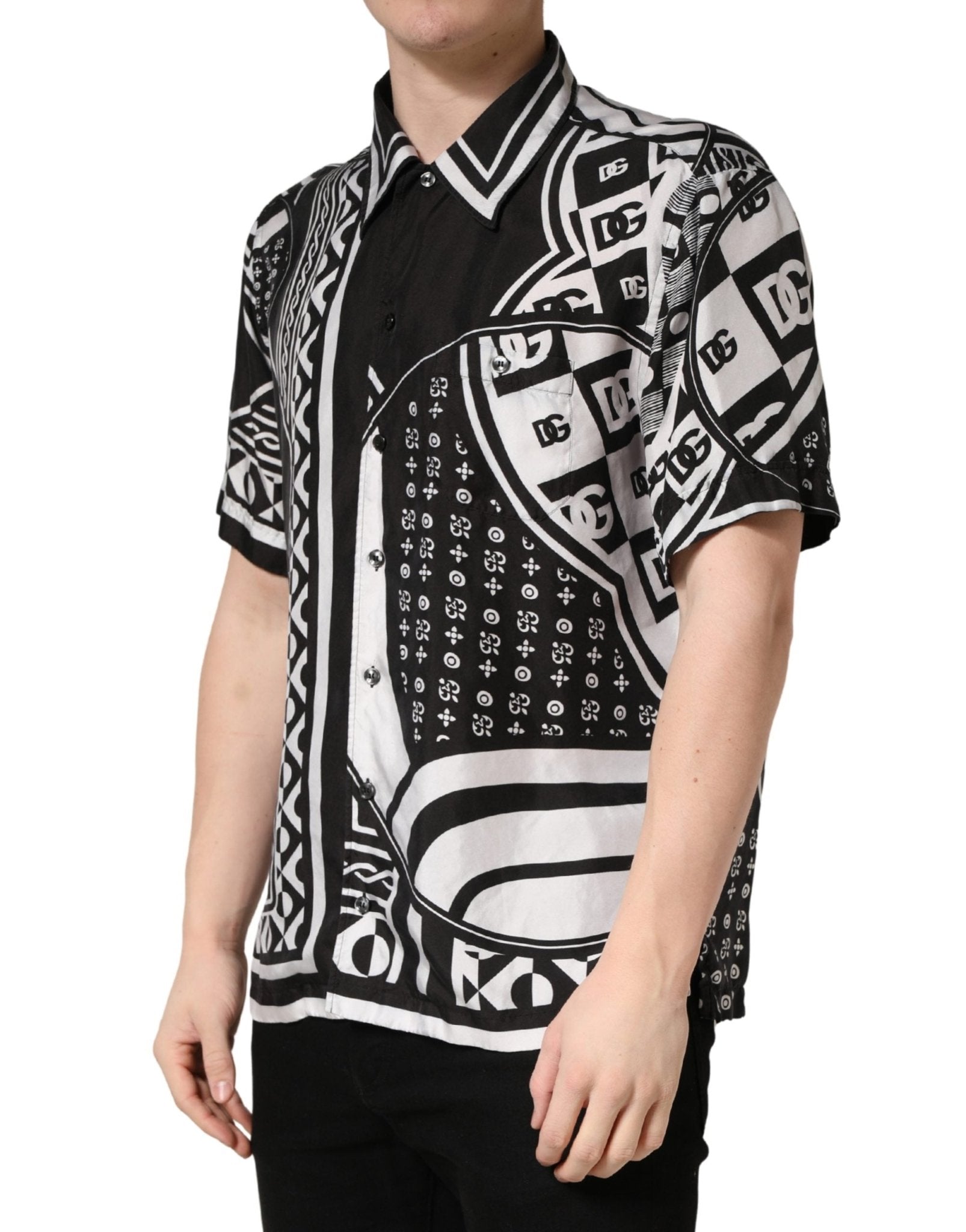 Dolce & Gabbana Black White Bandana Print Collared Shirt - RIMODA