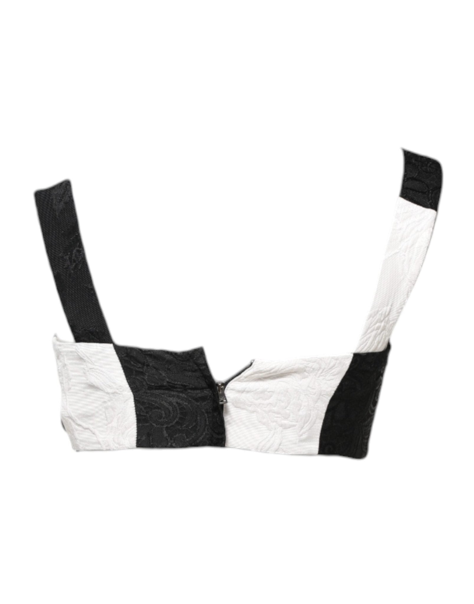 Dolce & Gabbana Black White Cropped Bustier Corset Bra Top - RIMODA