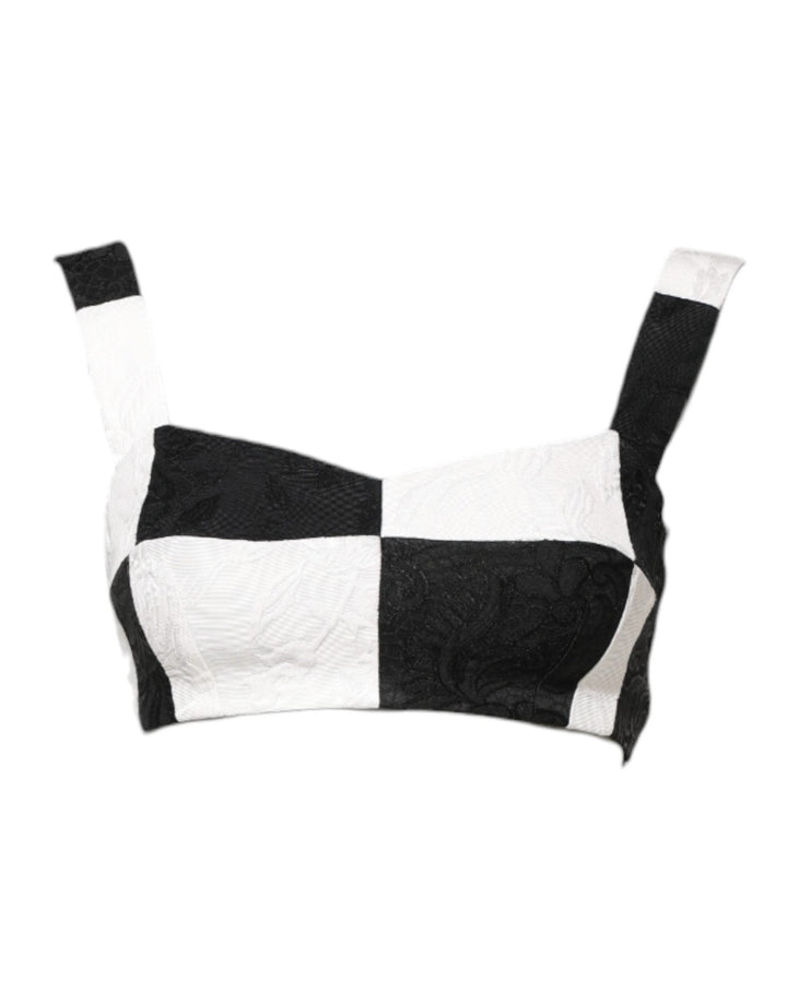 Dolce & Gabbana Black White Cropped Bustier Corset Bra Top - RIMODA