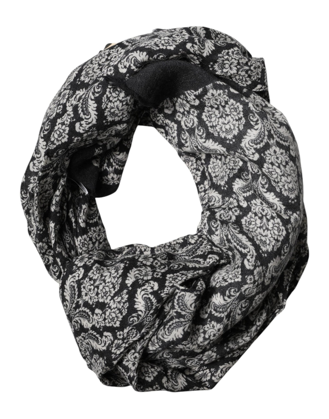 Dolce & Gabbana Black White Damask Patterned Lace Men Scarf - RIMODA