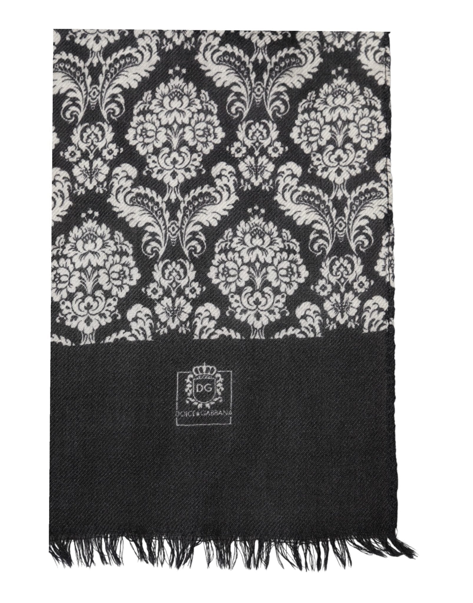 Dolce & Gabbana Black White Damask Patterned Lace Men Scarf - RIMODA