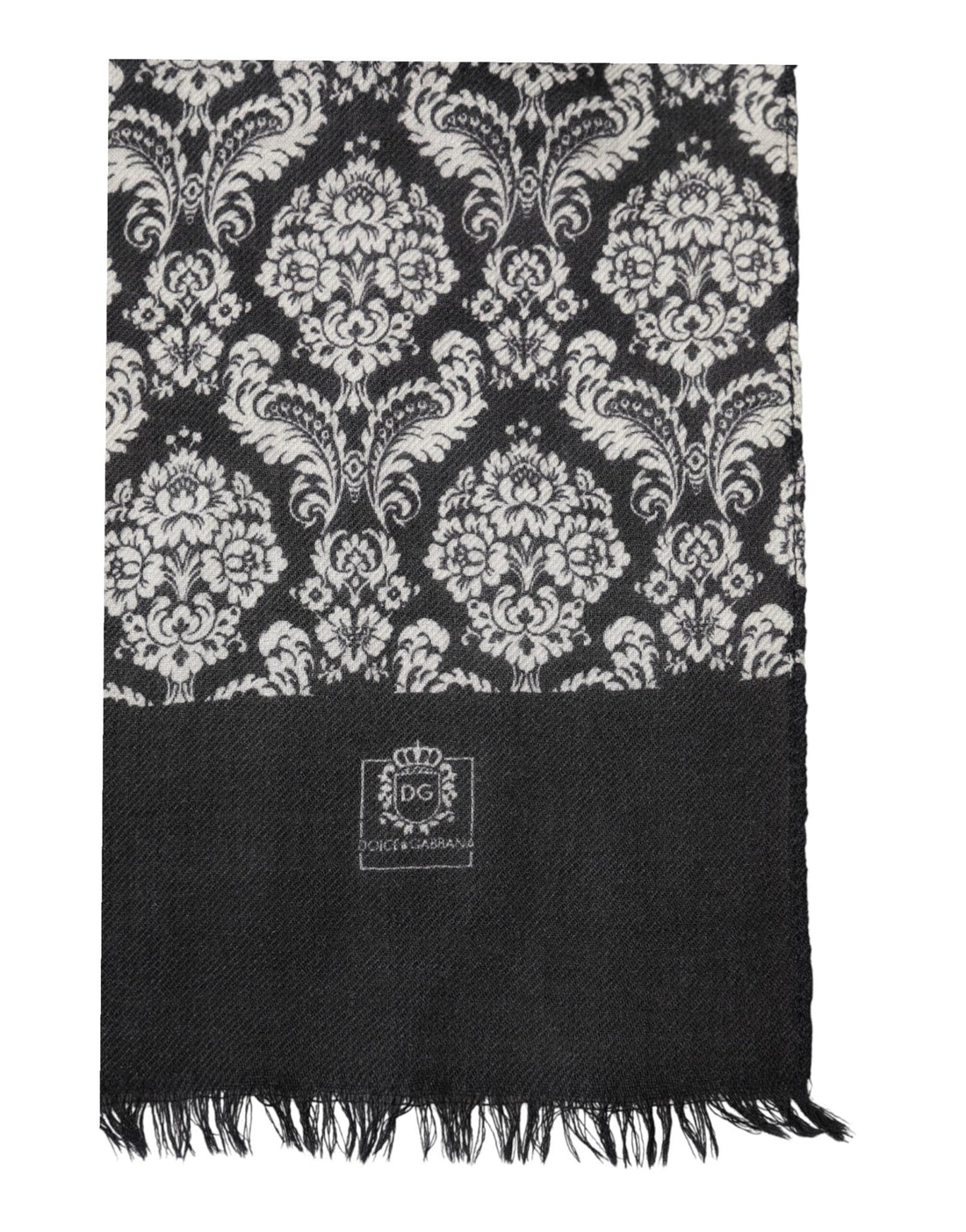 Dolce & Gabbana Black White Damask Patterned Lace Men Scarf - RIMODA