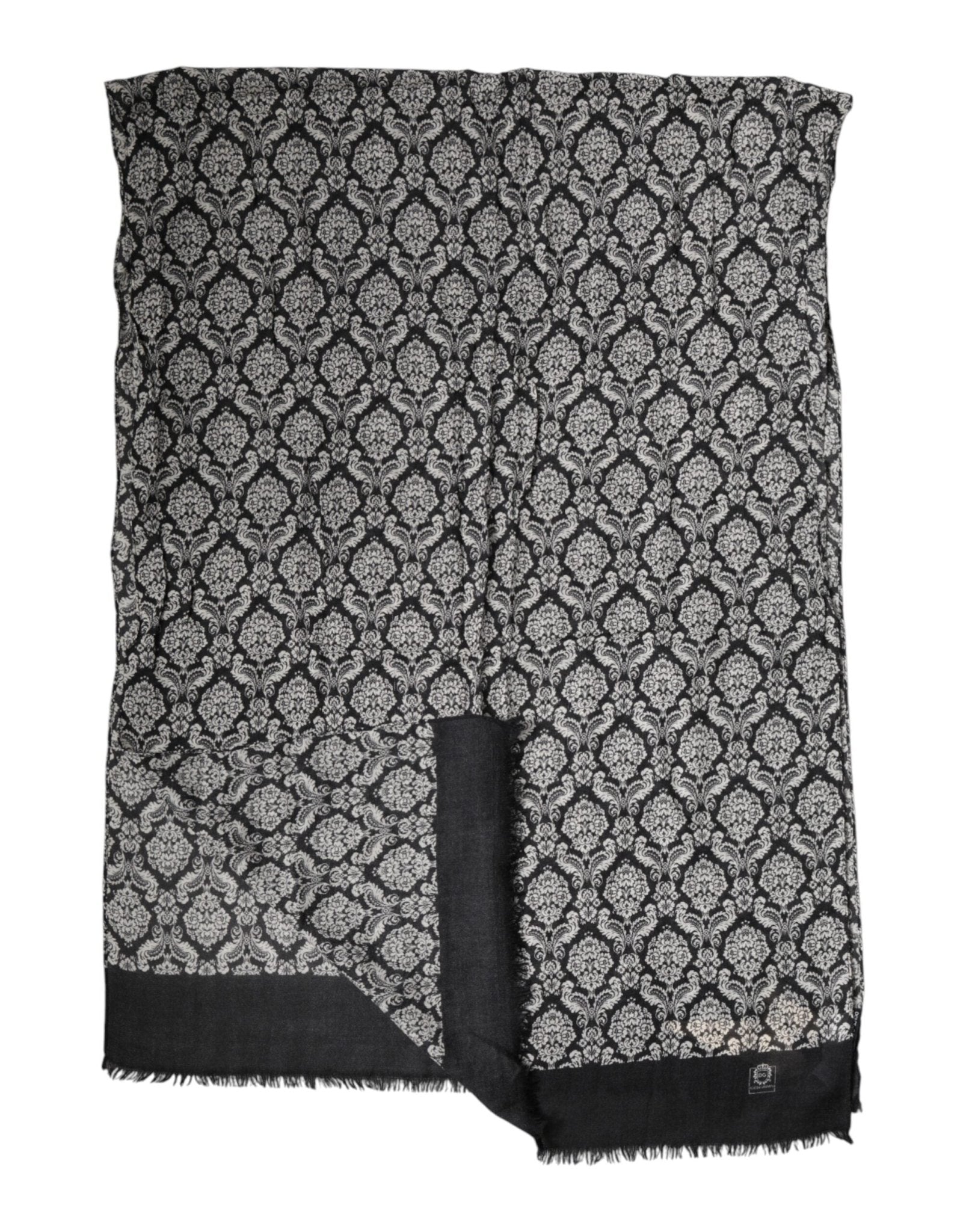 Dolce & Gabbana Black White Damask Patterned Lace Men Scarf - RIMODA