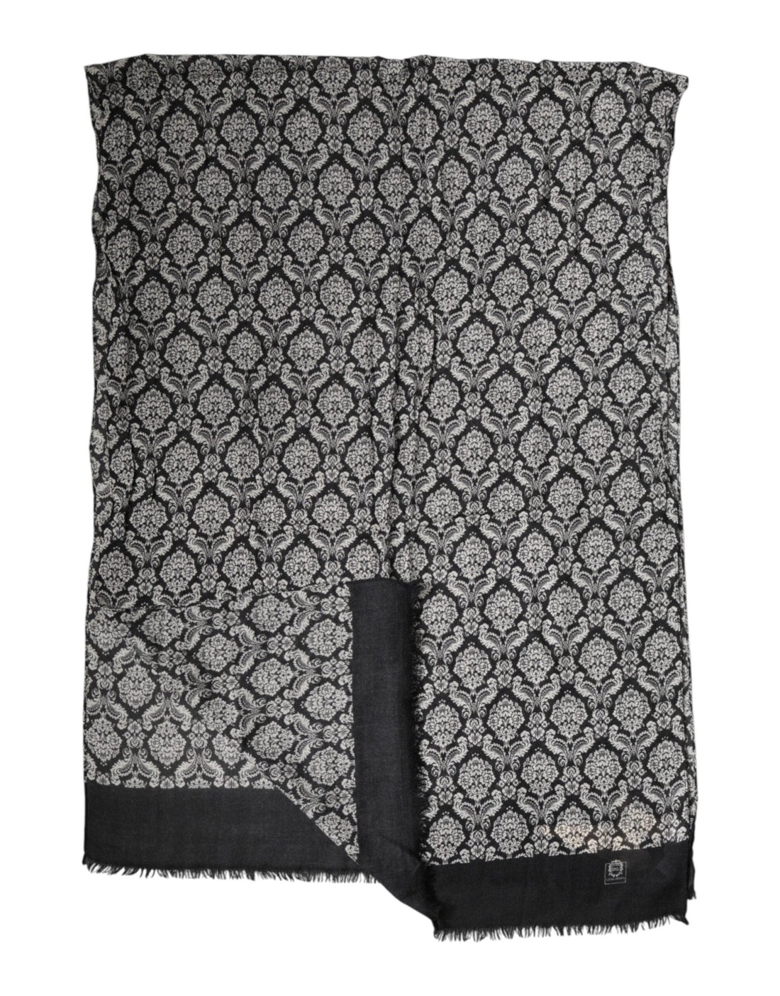 Dolce & Gabbana Black White Damask Patterned Lace Men Scarf - RIMODA