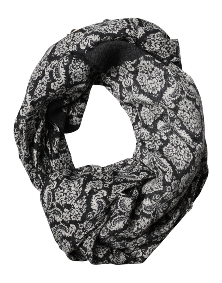 Dolce & Gabbana Black White Damask Patterned Lace Men Scarf - RIMODA
