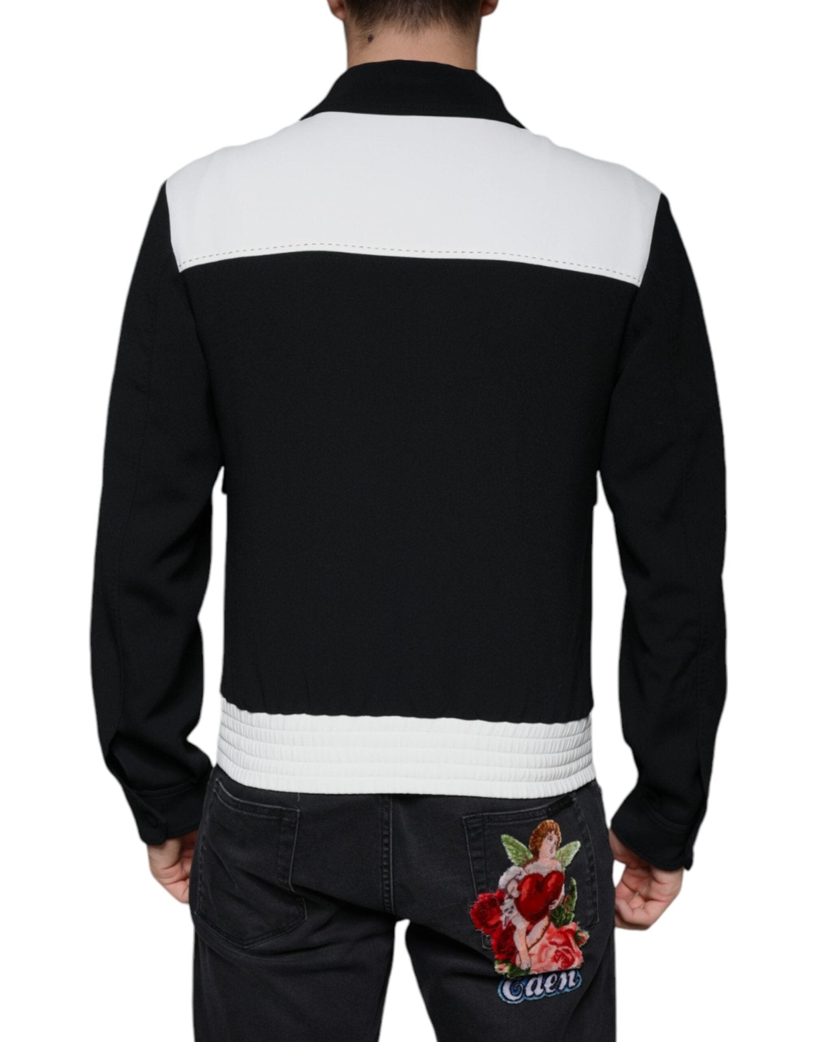Dolce & Gabbana Black White DG Crown Full Zip Blouson Jacket - RIMODA