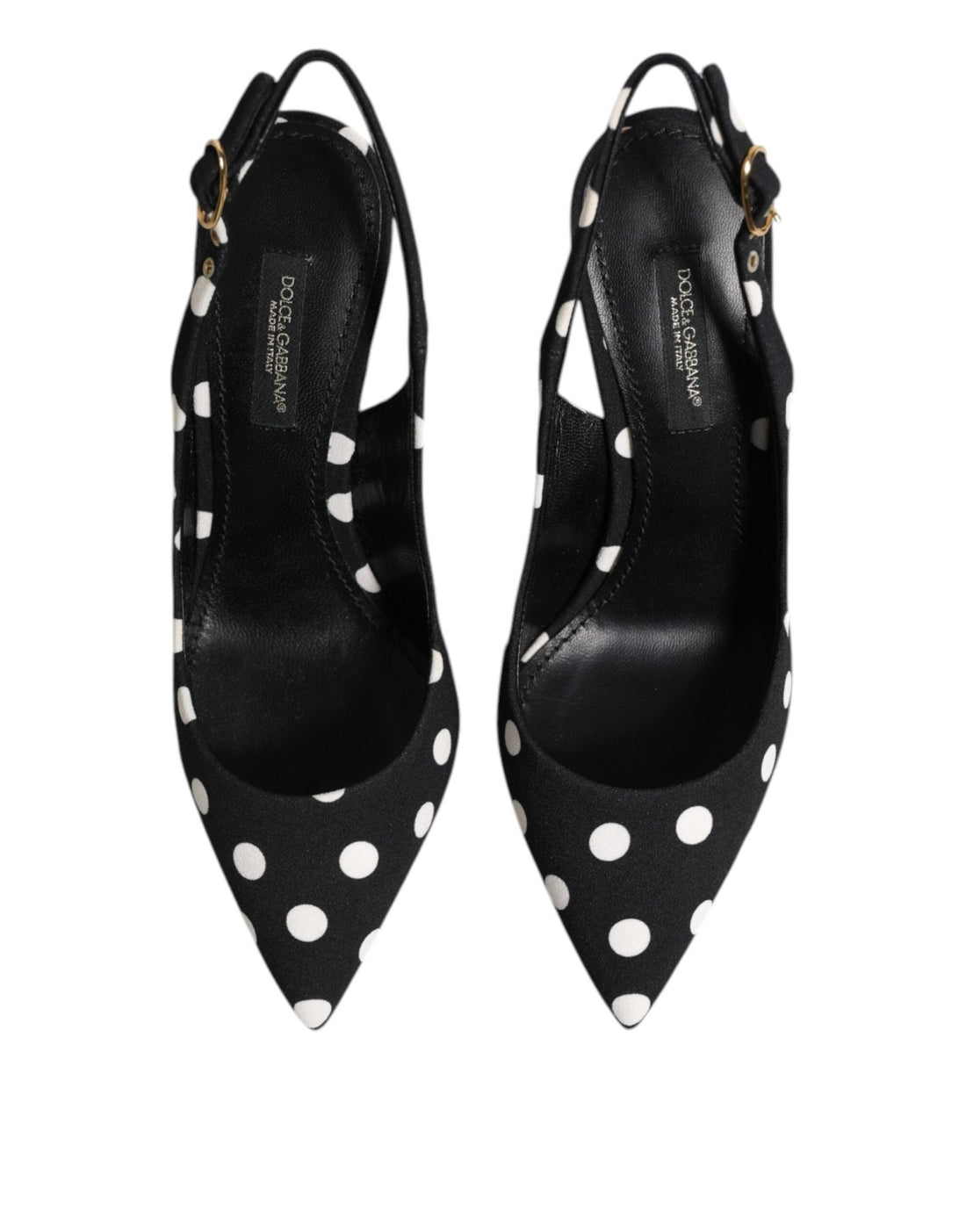 Dolce & Gabbana Black White Dotted Stiletto Slingback Shoes - RIMODA