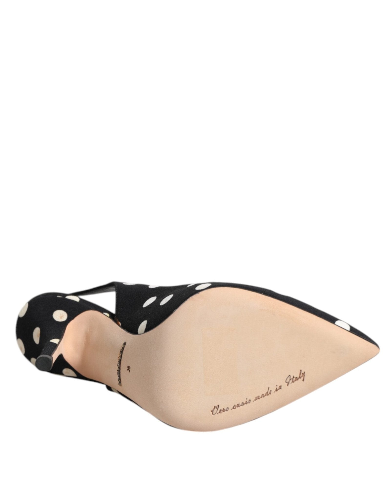 Dolce & Gabbana Black White Dotted Stiletto Slingback Shoes - RIMODA