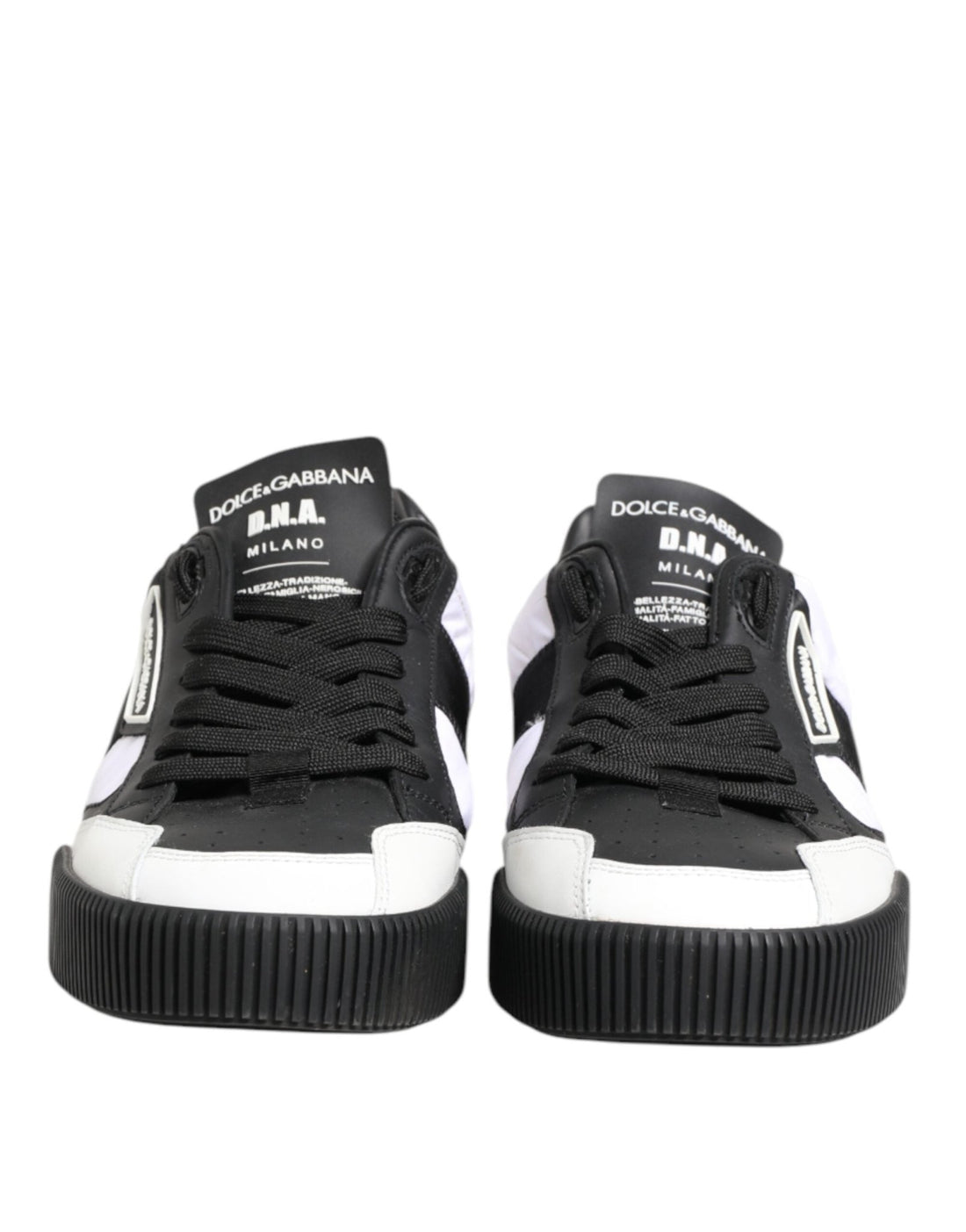 Dolce & Gabbana Black White Leather MIAMI Low Top Sneakers Shoes - RIMODA