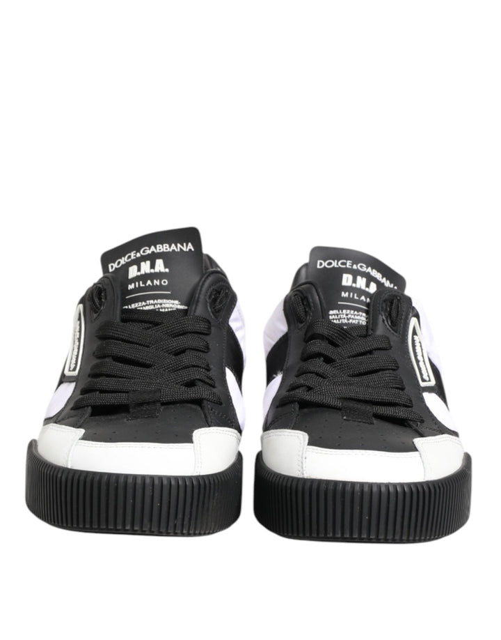 Dolce & Gabbana Black White Leather MIAMI Low Top Sneakers Shoes - RIMODA
