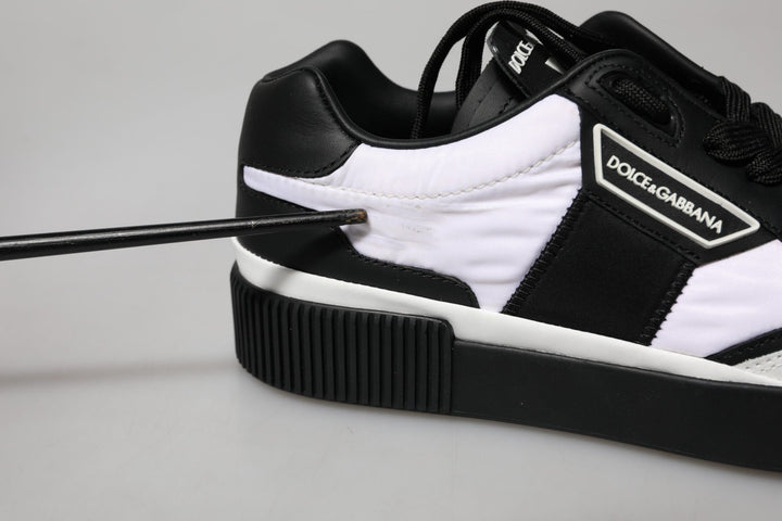 Dolce & Gabbana Black White Leather MIAMI Low Top Sneakers Shoes - RIMODA