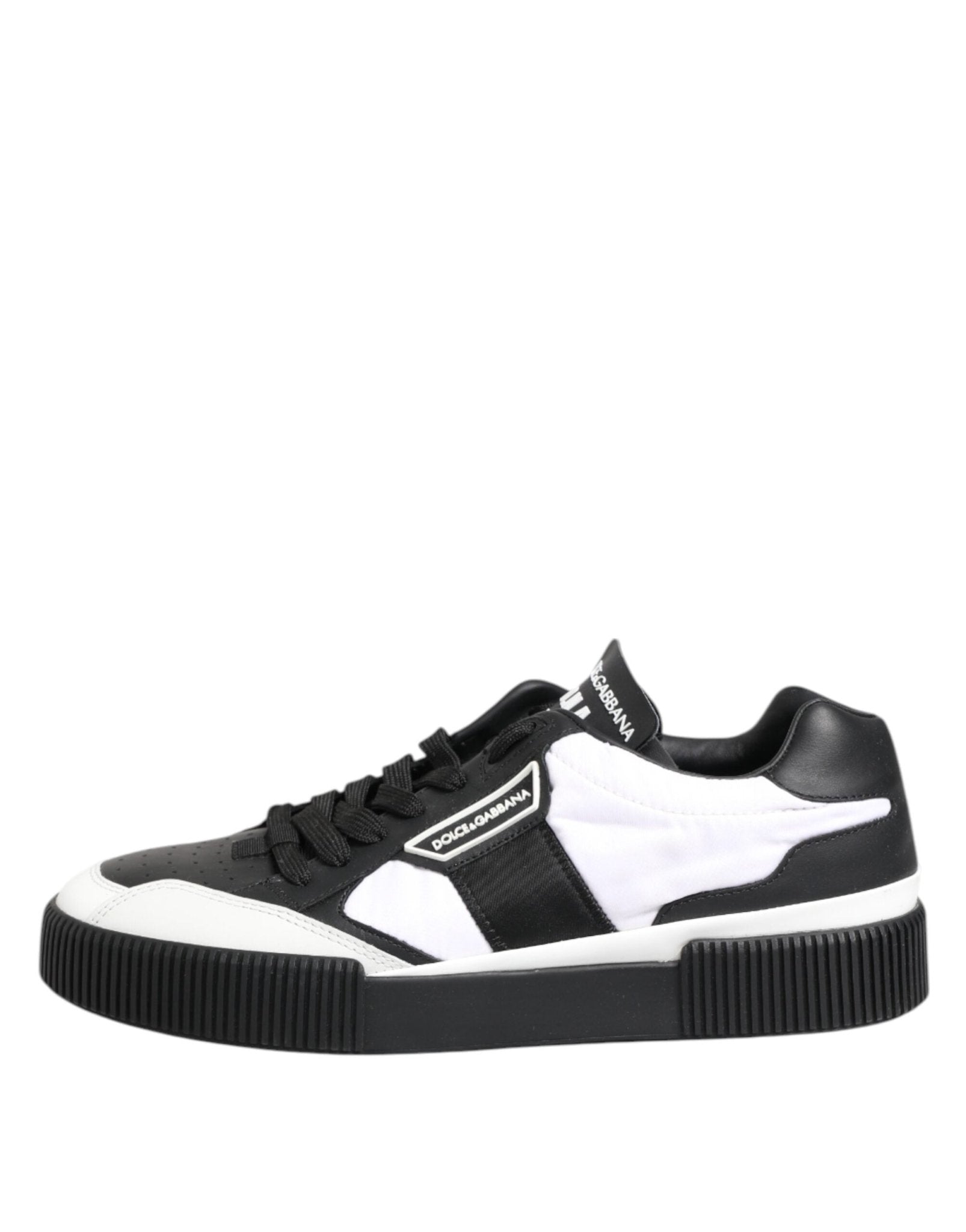Dolce & Gabbana Black White Leather MIAMI Low Top Sneakers Shoes - RIMODA