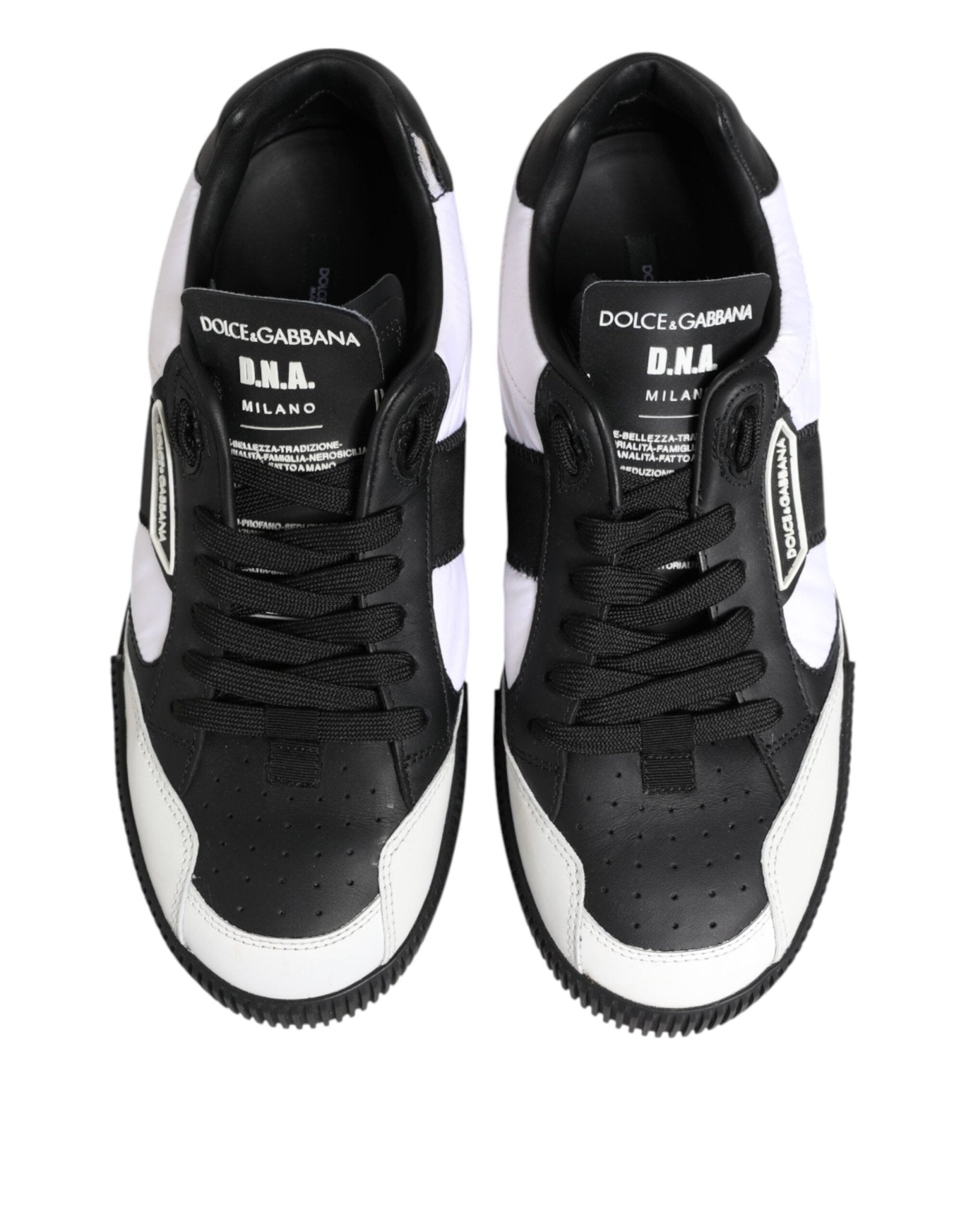 Dolce & Gabbana Black White Leather MIAMI Low Top Sneakers Shoes - RIMODA