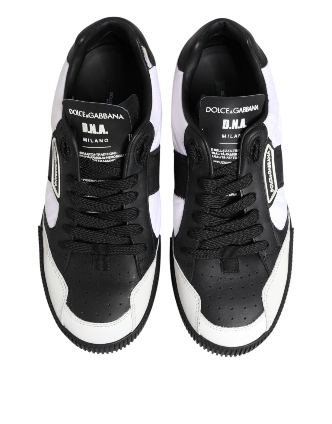 Dolce & Gabbana Black White Leather MIAMI Low Top Sneakers Shoes - RIMODA