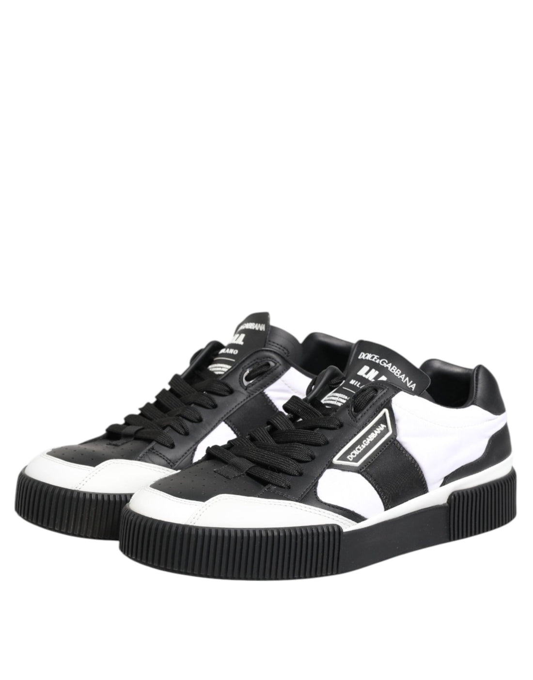 Dolce & Gabbana Black White Leather MIAMI Low Top Sneakers Shoes - RIMODA