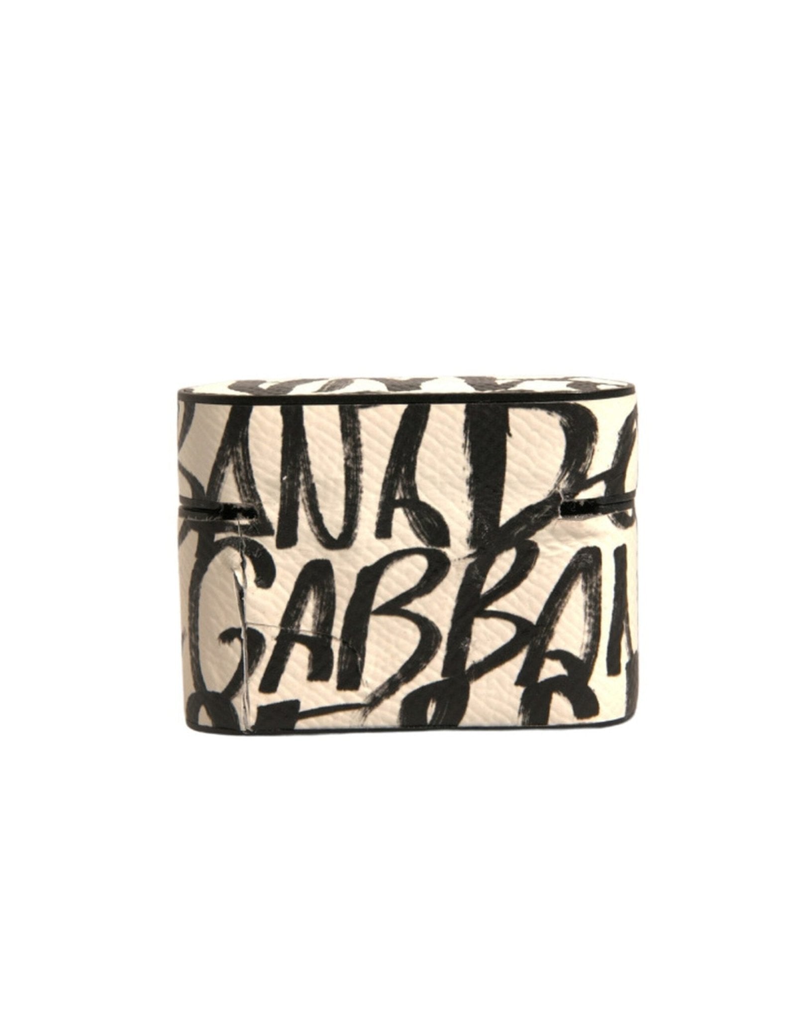 Dolce & Gabbana Black White Leather Scribble Embossed Logo Airpods Case - RIMODA