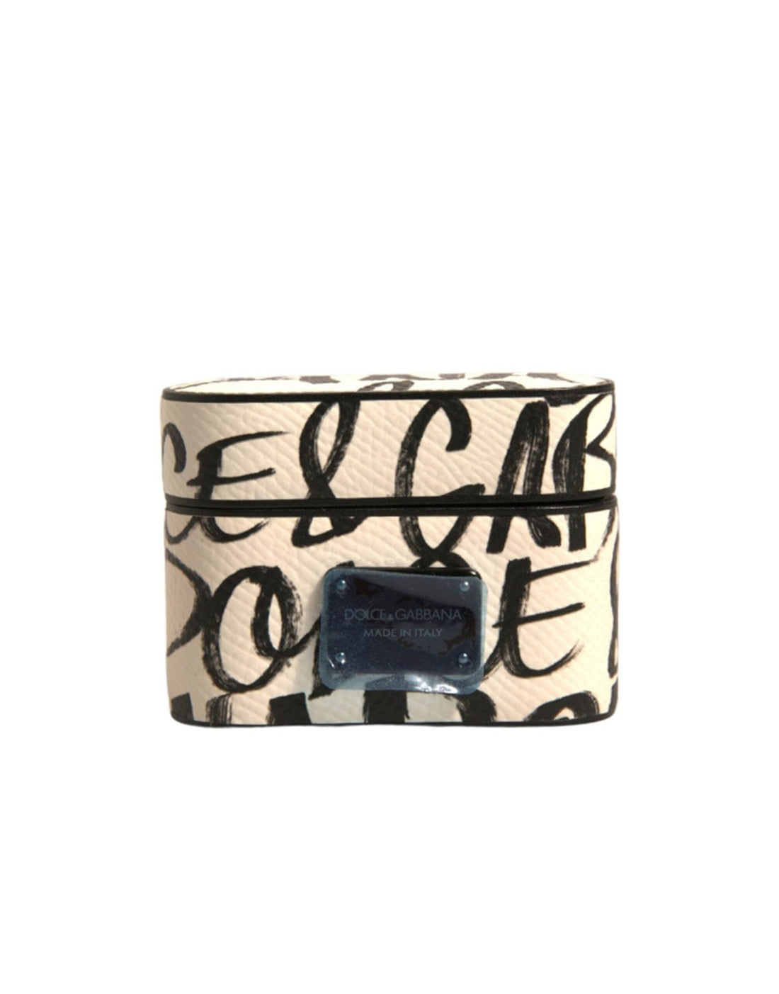 Dolce & Gabbana Black White Leather Scribble Embossed Logo Airpods Case - RIMODA