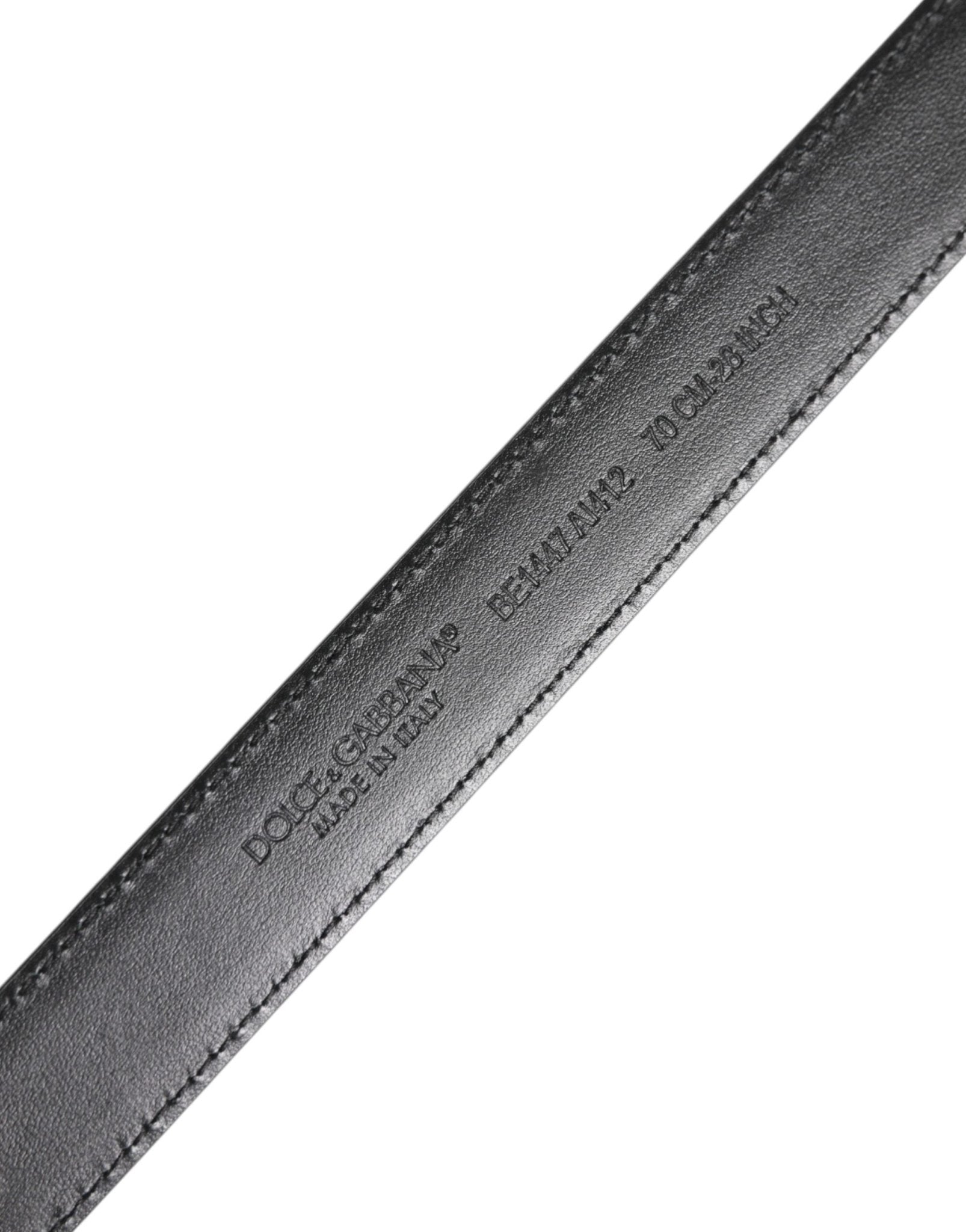 Dolce & Gabbana Black White Leather Silver Metal Buckle Belt - RIMODA