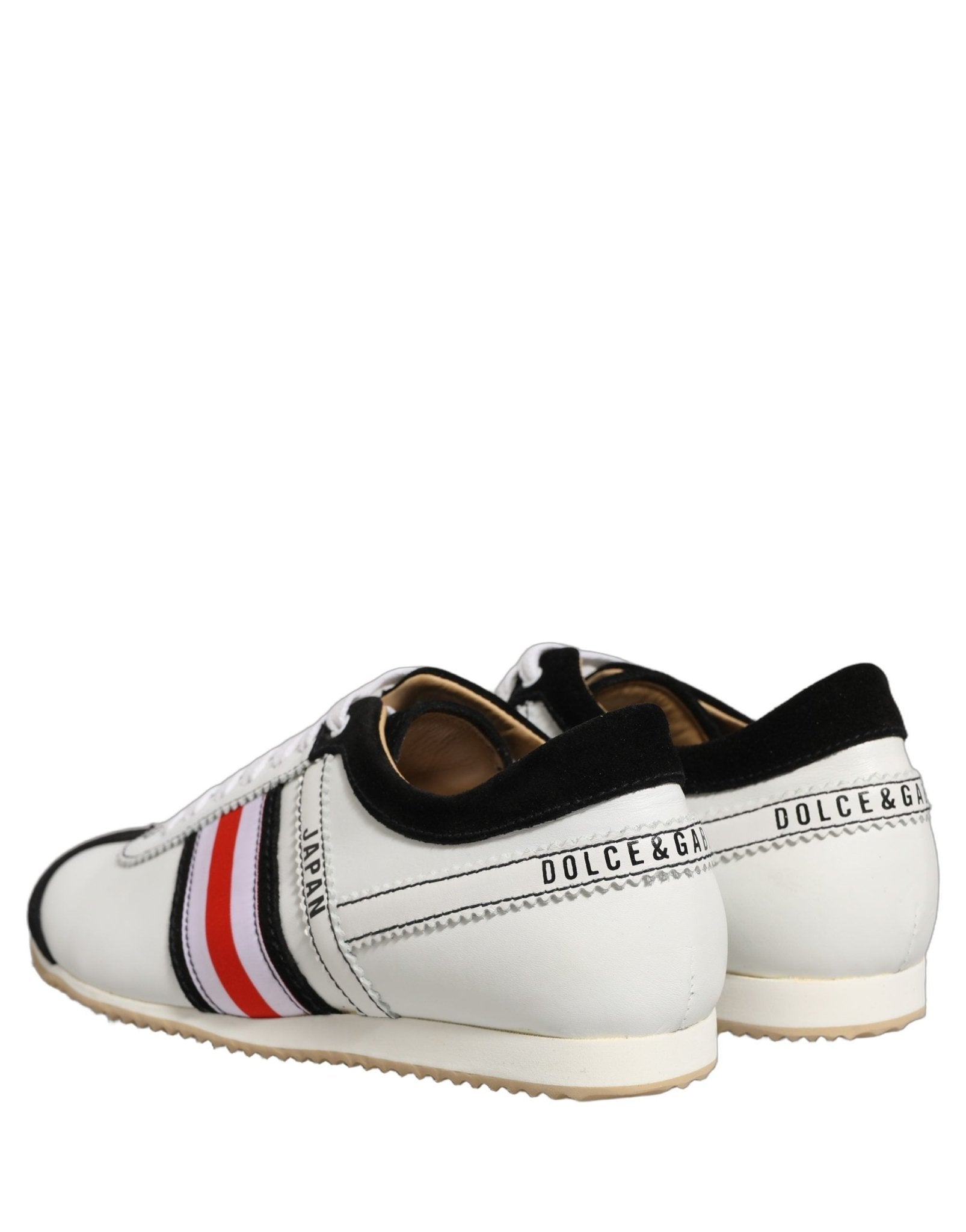 Dolce & Gabbana Black White Leather Suede Low Top Sneakers Shoes - RIMODA