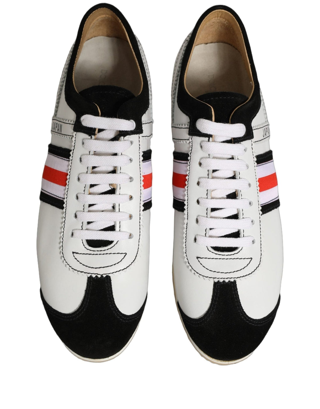 Dolce & Gabbana Black White Leather Suede Low Top Sneakers Shoes - RIMODA