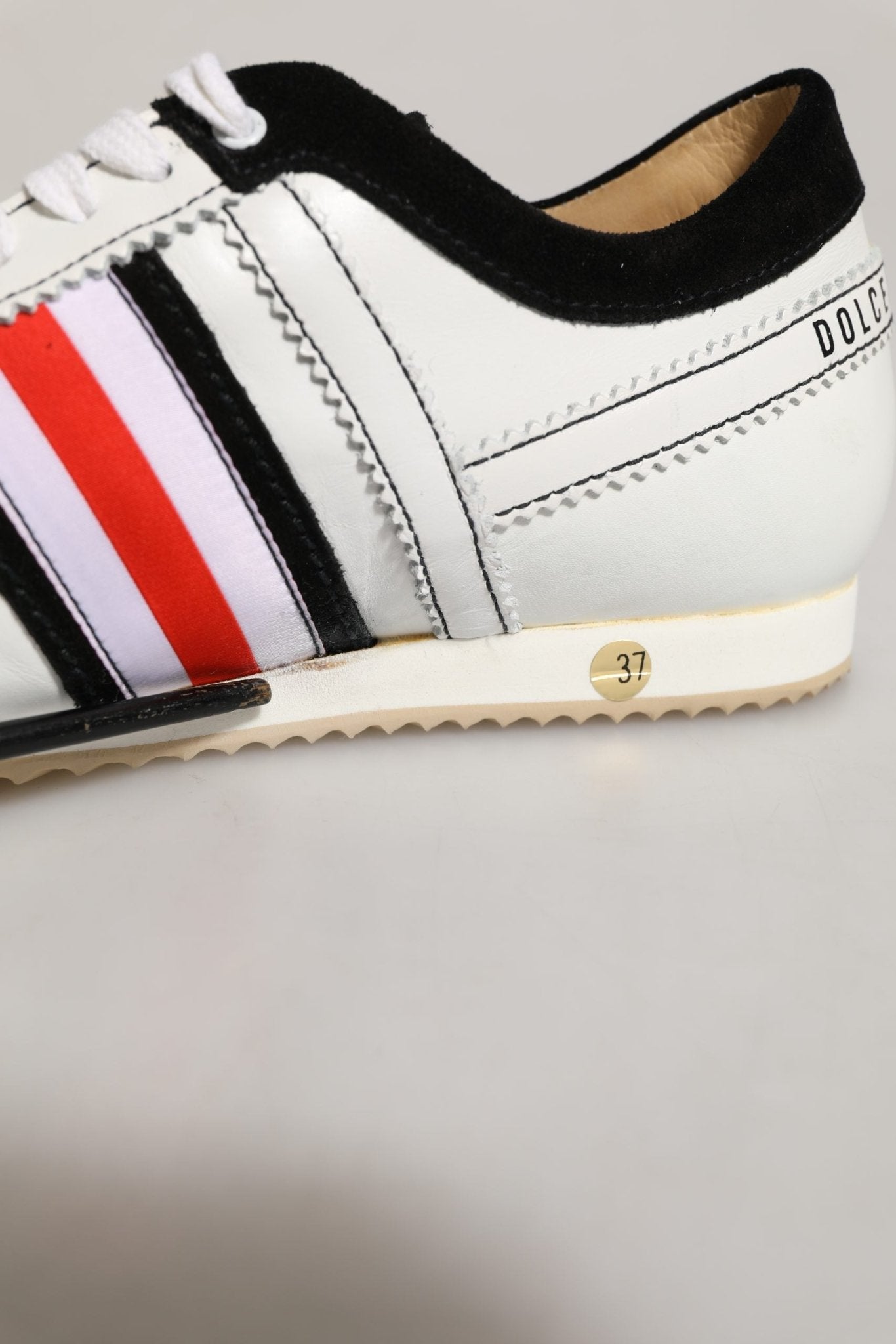 Dolce & Gabbana Black White Leather Suede Low Top Sneakers Shoes - RIMODA