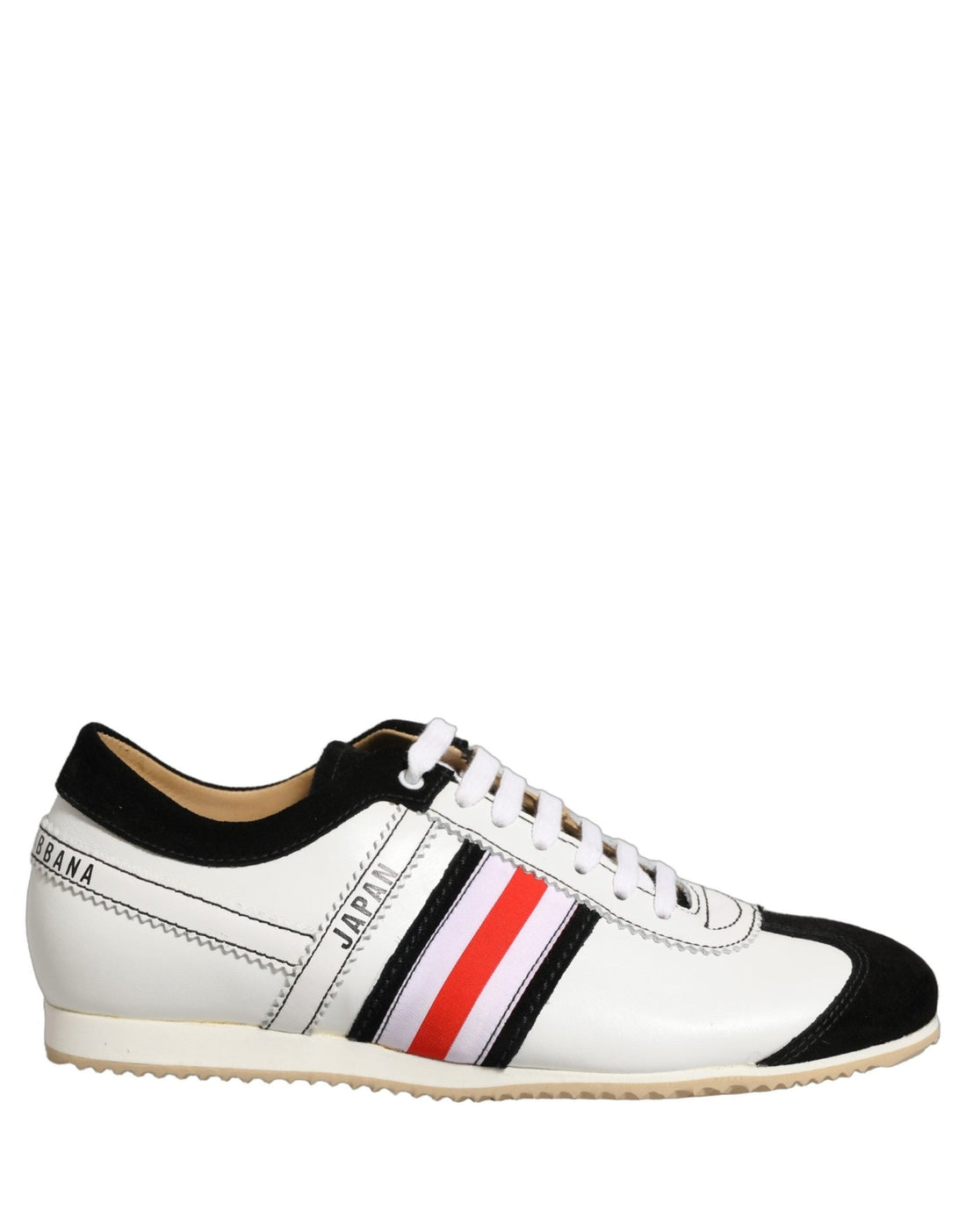 Dolce & Gabbana Black White Leather Suede Low Top Sneakers Shoes - RIMODA
