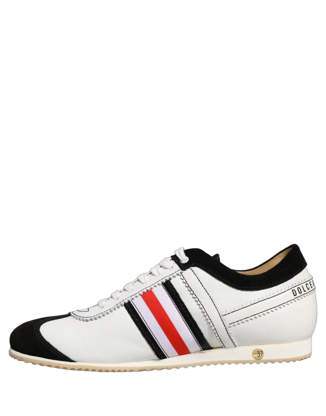 Dolce & Gabbana Black White Leather Suede Low Top Sneakers Shoes - RIMODA