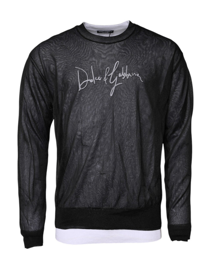 Dolce & Gabbana Black White Logo Knitted Pullover Sweater - RIMODA