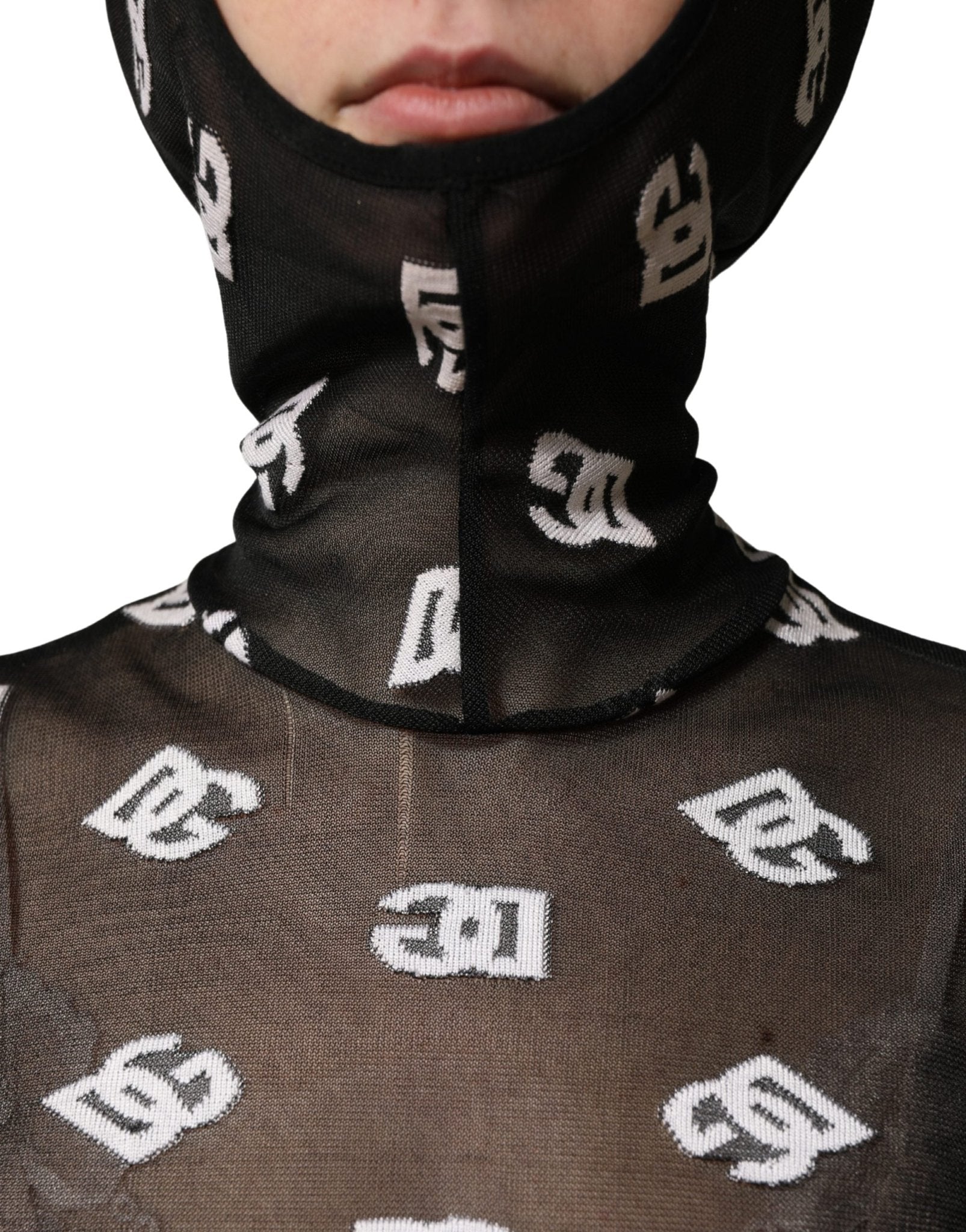 Dolce & Gabbana Black White Logo Print Hooded Jumpsuit Dress - RIMODA