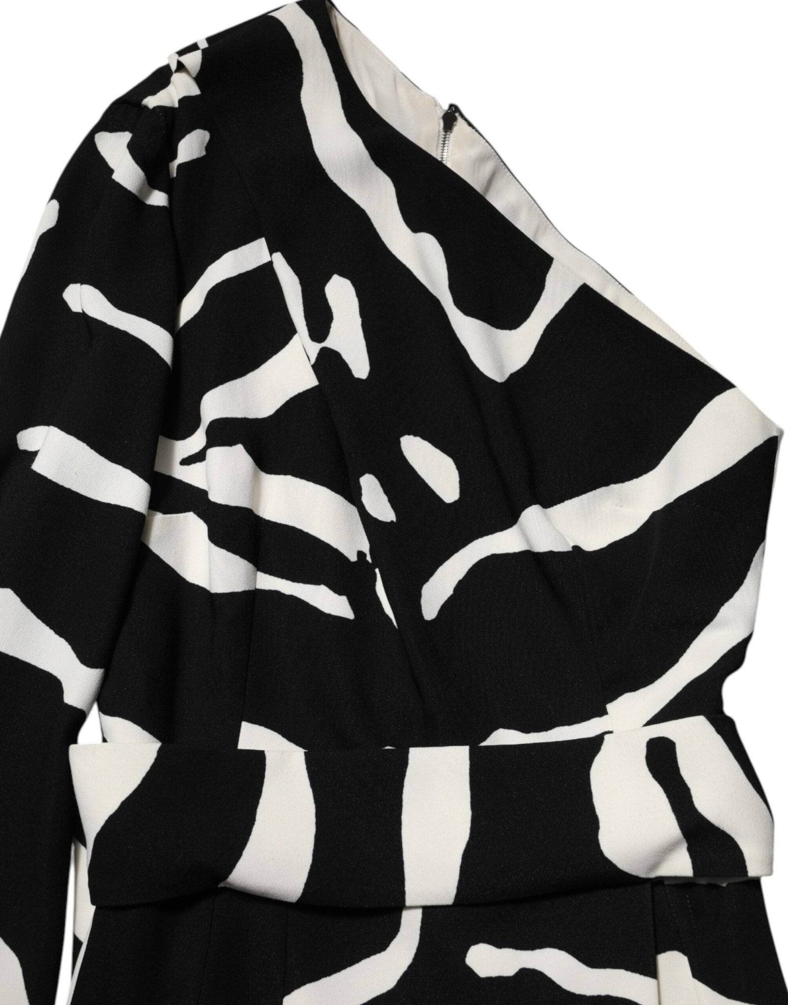 Dolce & Gabbana Black White One Shoulder High Slit Mini Dress - RIMODA