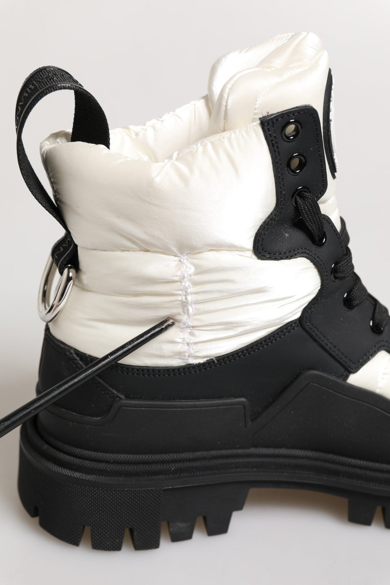 Dolce & Gabbana Black White Padded Lace Up Short Boots Shoes - RIMODA