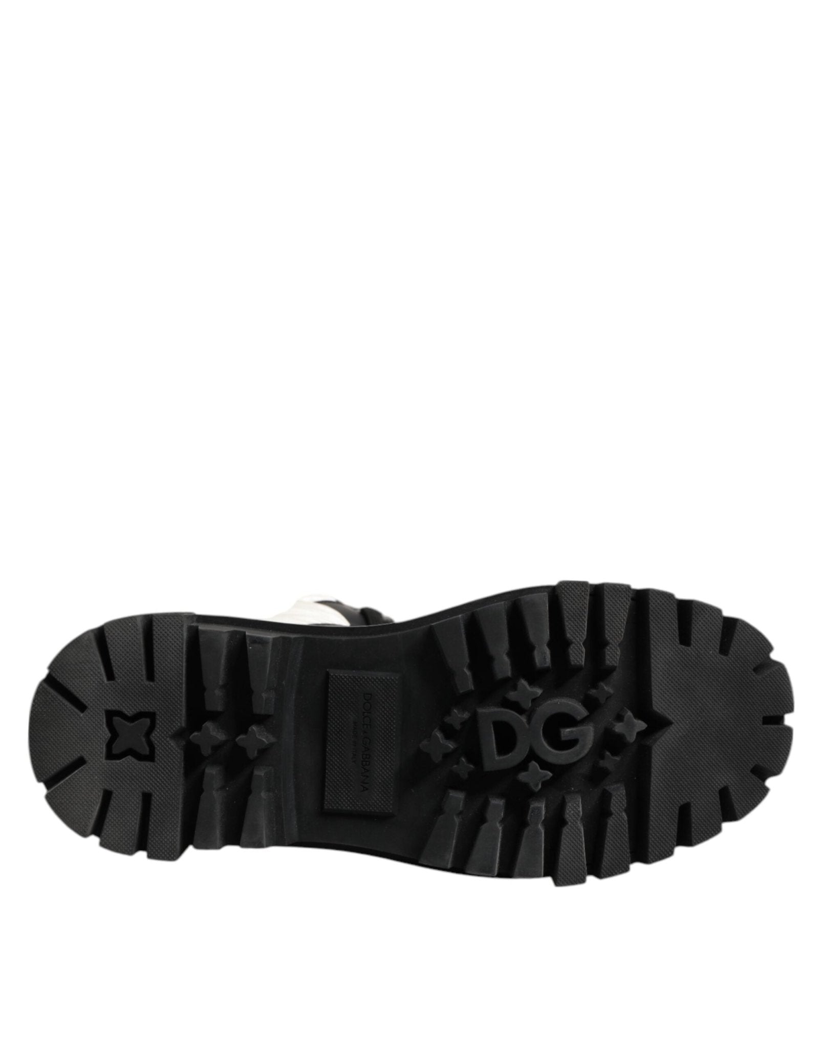 Dolce & Gabbana Black White Padded Mid Calf Lace Up Boots Shoes - RIMODA