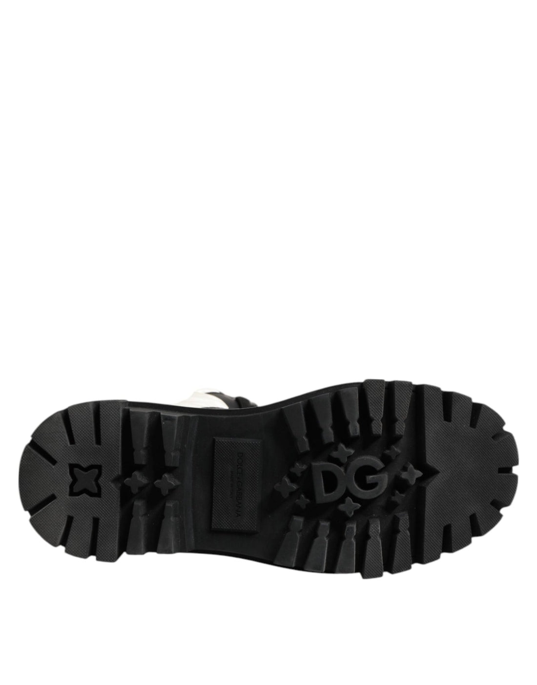 Dolce & Gabbana Black White Padded Mid Calf Lace Up Boots Shoes - RIMODA