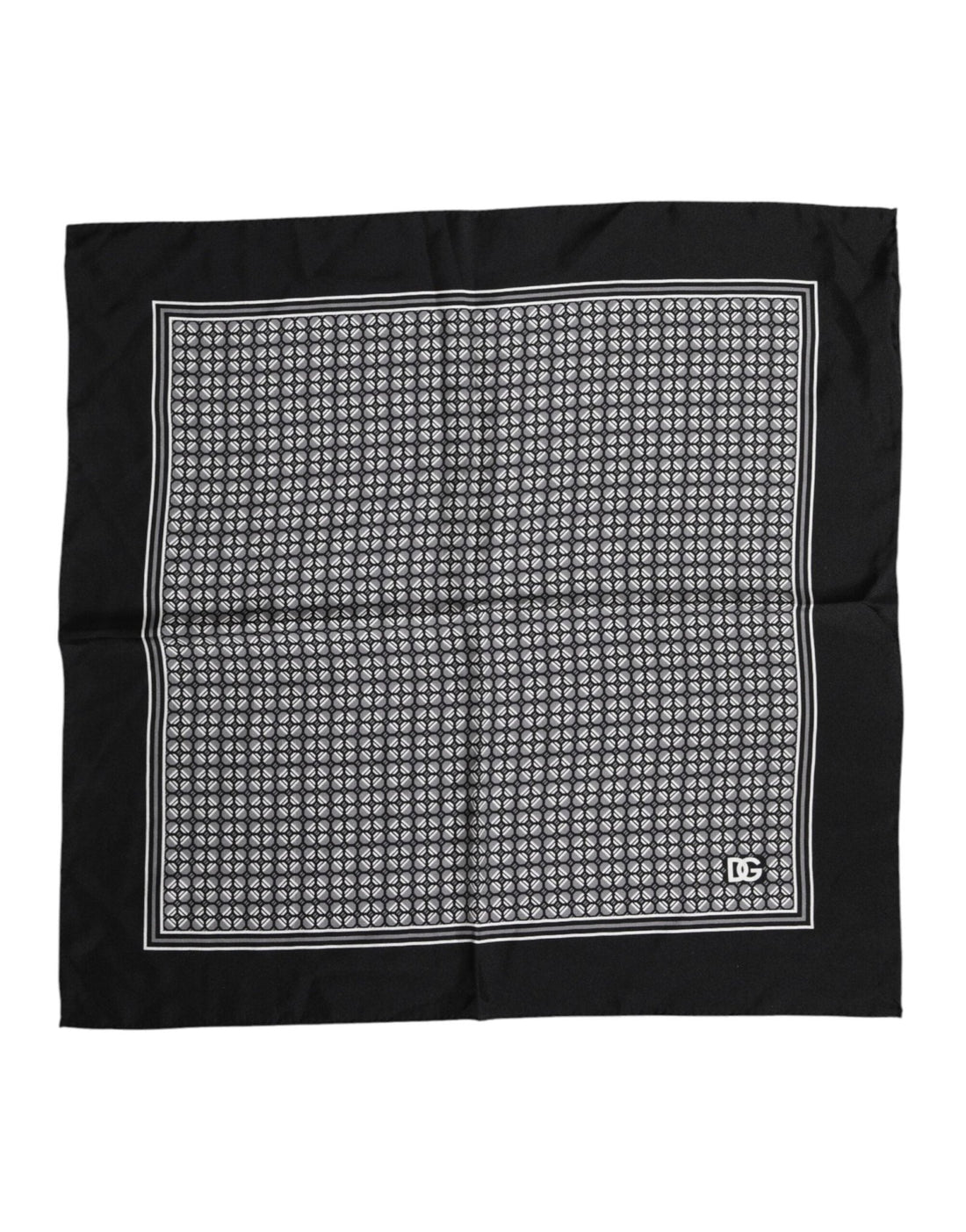 Dolce & Gabbana Black White Patterned Square Foulard Scarf - RIMODA