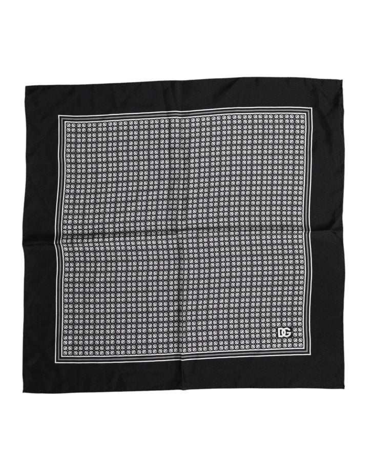 Dolce & Gabbana Black White Patterned Square Foulard Scarf - RIMODA