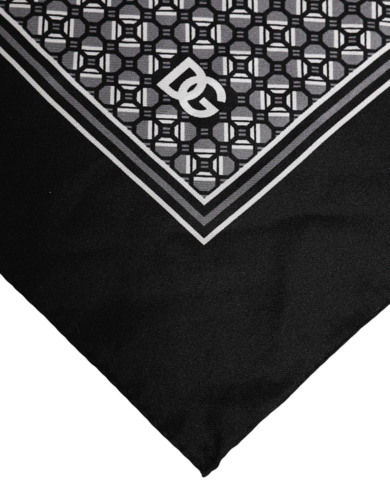 Dolce & Gabbana Black White Patterned Square Foulard Scarf - RIMODA