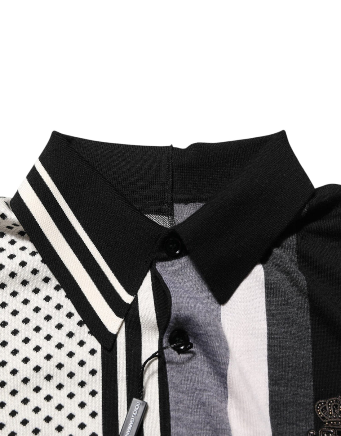 Dolce & Gabbana Black White Polka Dot Collared Polo T-shirt - RIMODA