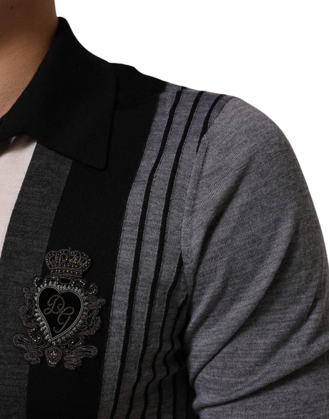 Dolce & Gabbana Black White Polka Dot Collared Polo T-shirt - RIMODA