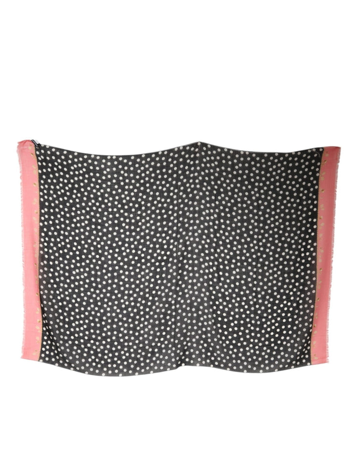 Dolce & Gabbana Black White Polka Dots Fringes Wrap Scarf - RIMODA