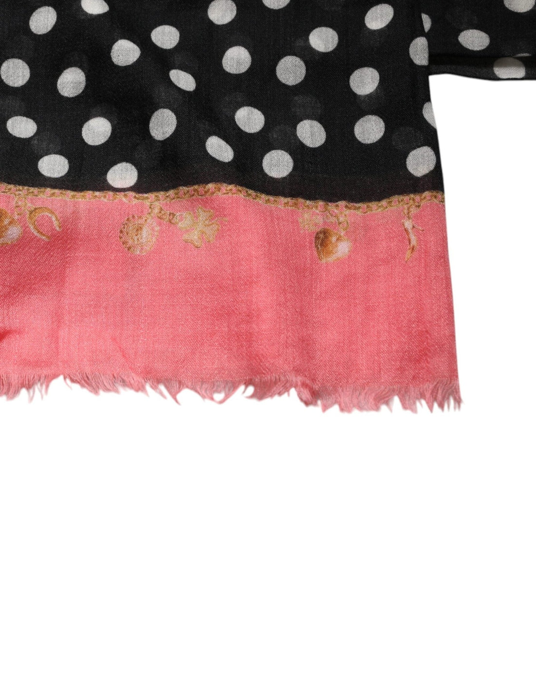 Dolce & Gabbana Black White Polka Dots Fringes Wrap Scarf - RIMODA