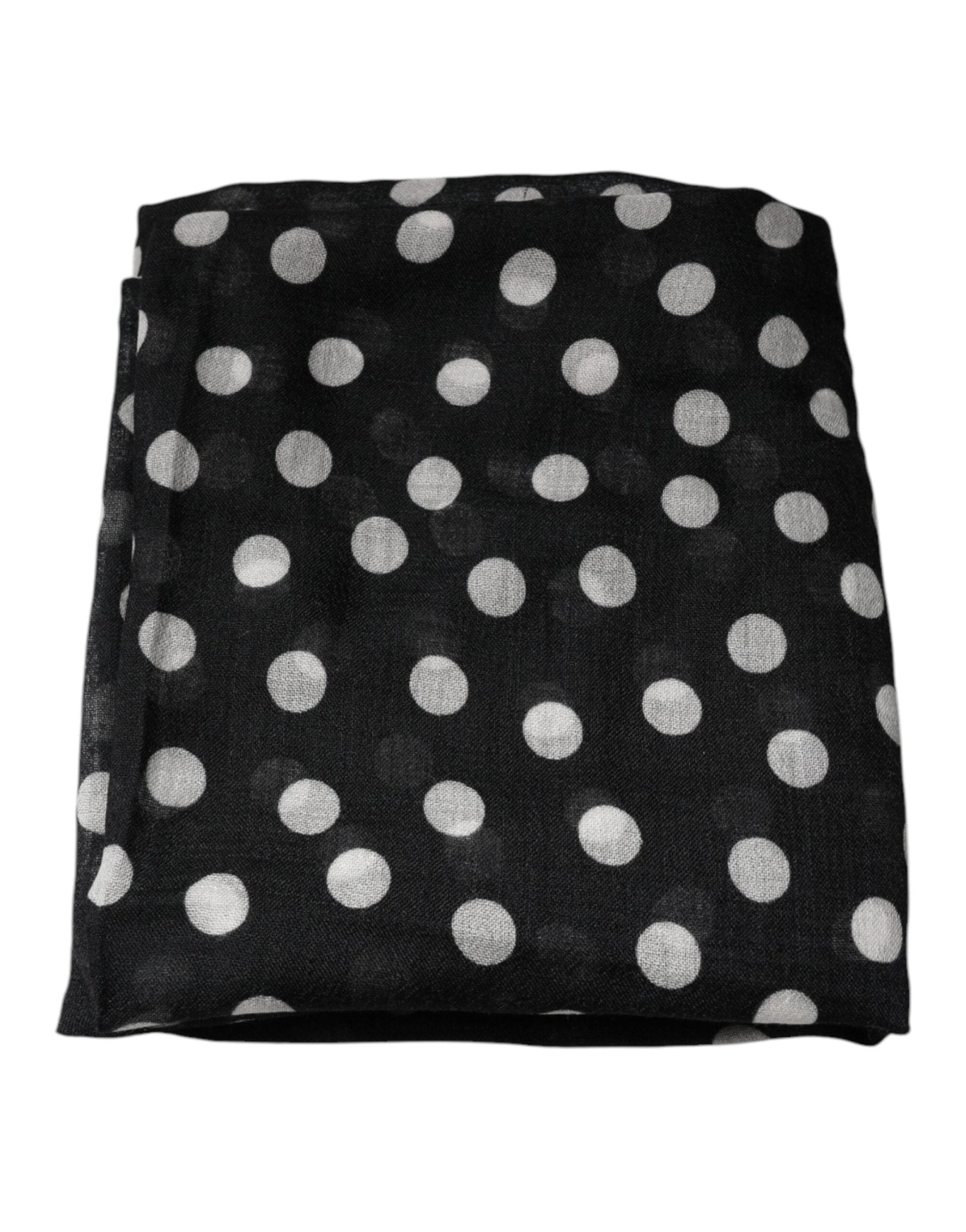 Dolce & Gabbana Black White Polka Dots Fringes Wrap Scarf - RIMODA