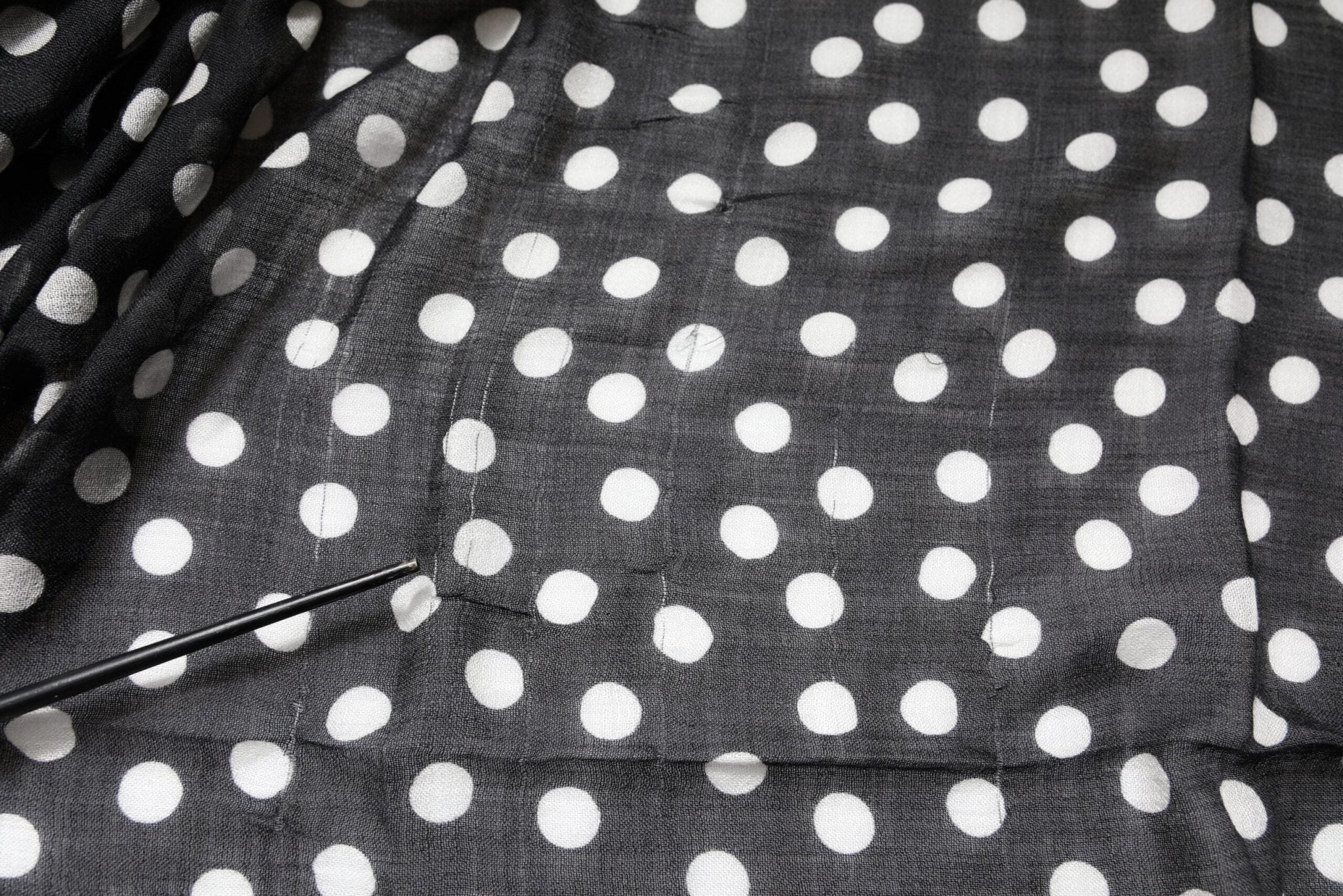 Dolce & Gabbana Black White Polka Dots Fringes Wrap Scarf - RIMODA