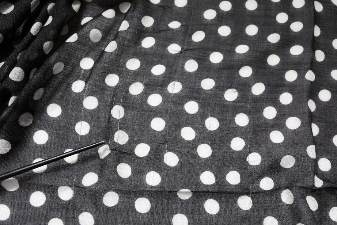 Dolce & Gabbana Black White Polka Dots Fringes Wrap Scarf - RIMODA