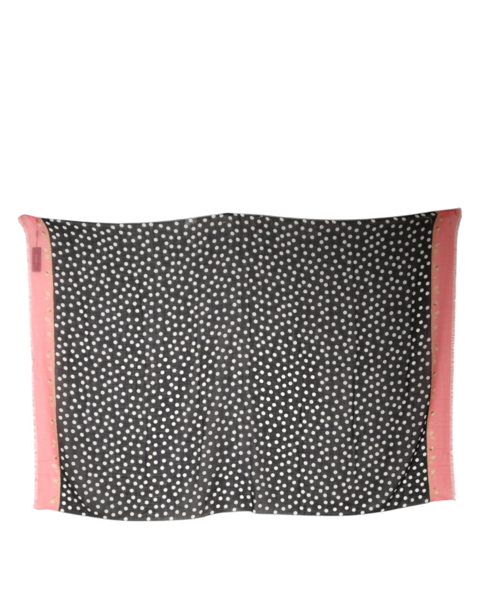 Dolce & Gabbana Black White Polka Dots Fringes Wrap Scarf - RIMODA