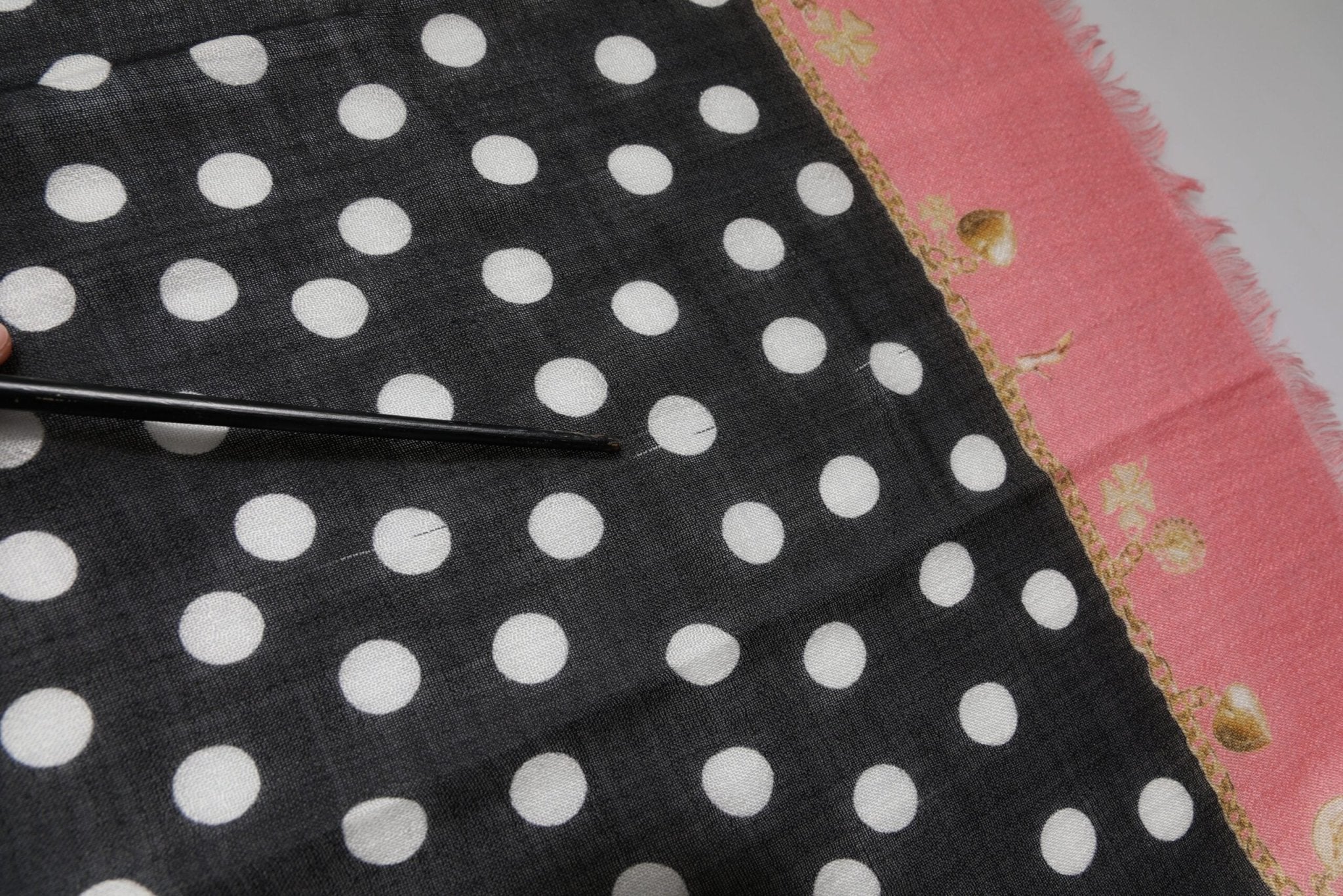 Dolce & Gabbana Black White Polka Dots Fringes Wrap Scarf - RIMODA
