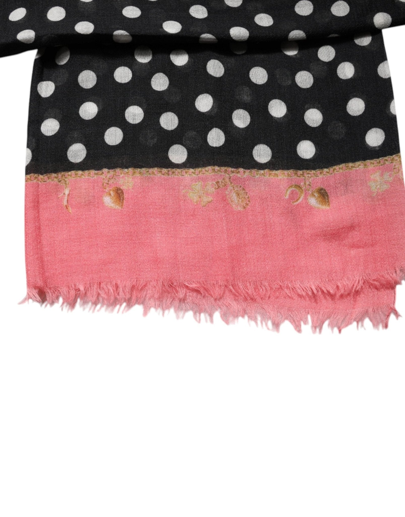 Dolce & Gabbana Black White Polka Dots Fringes Wrap Scarf - RIMODA
