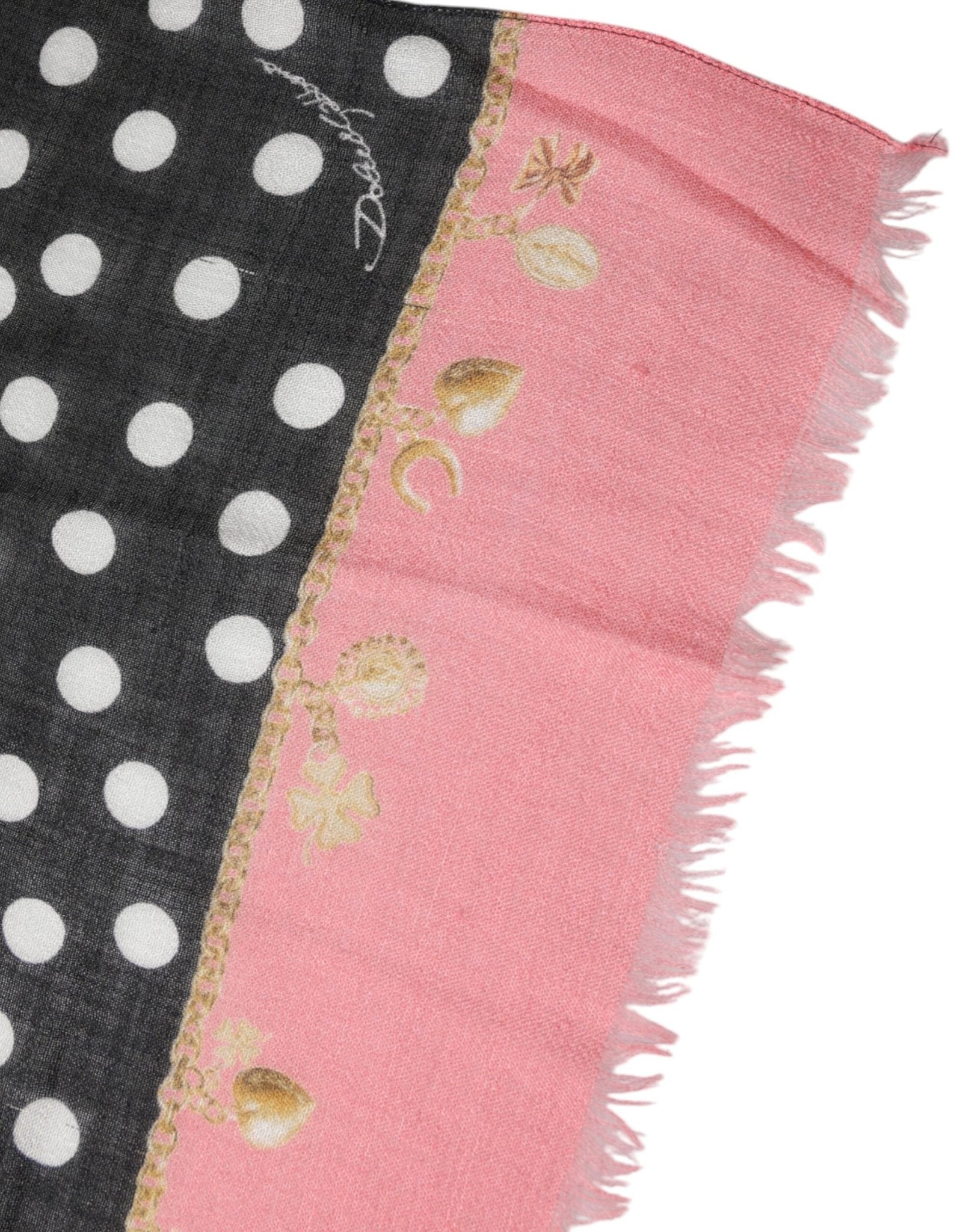 Dolce & Gabbana Black White Polka Dots Fringes Wrap Scarf - RIMODA