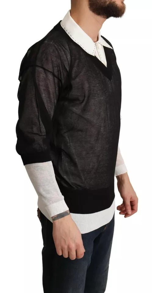 Dolce & Gabbana Black White Shirt One Piece Pullover Sweater - RIMODA