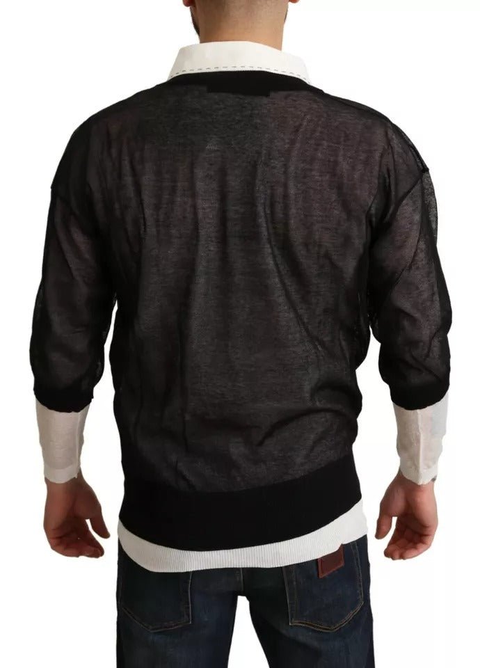 Dolce & Gabbana Black White Shirt One Piece Pullover Sweater - RIMODA