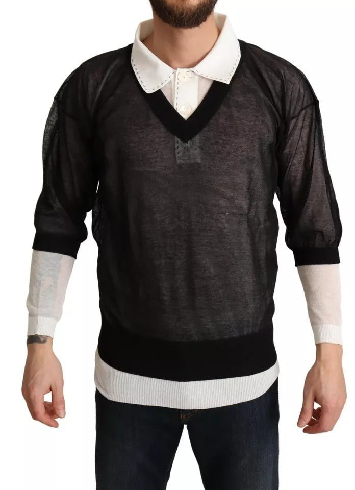 Dolce & Gabbana Black White Shirt One Piece Pullover Sweater - RIMODA